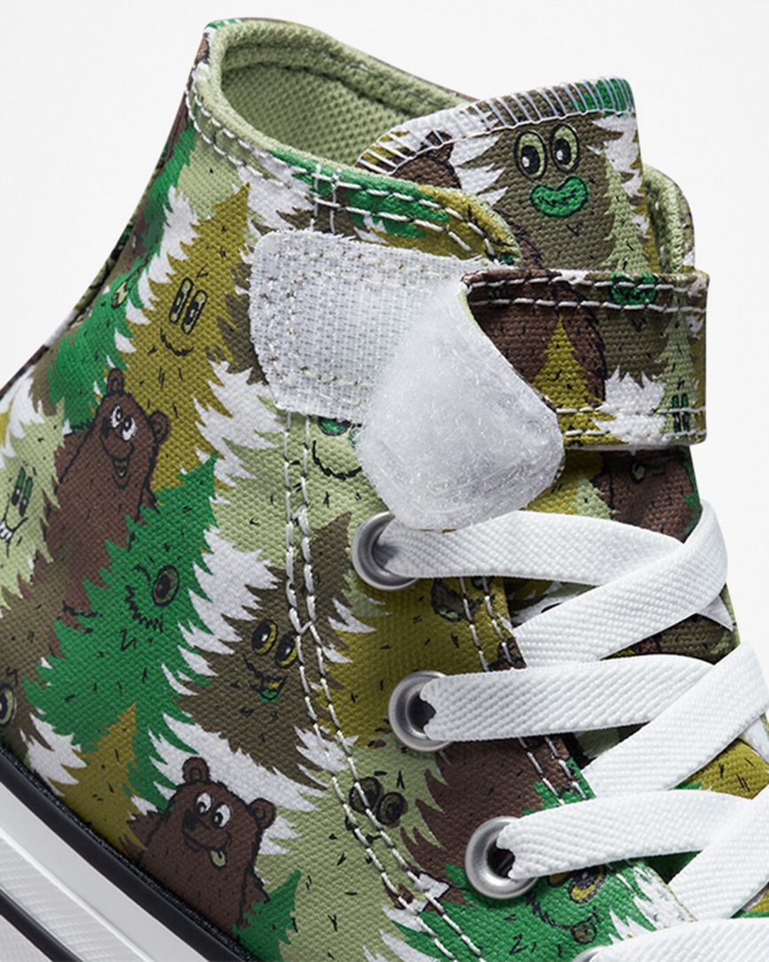 Boys' Converse Chuck Taylor All Star Easy-On Forest Camo High Top Shoes White / Green | AU 5C08EX